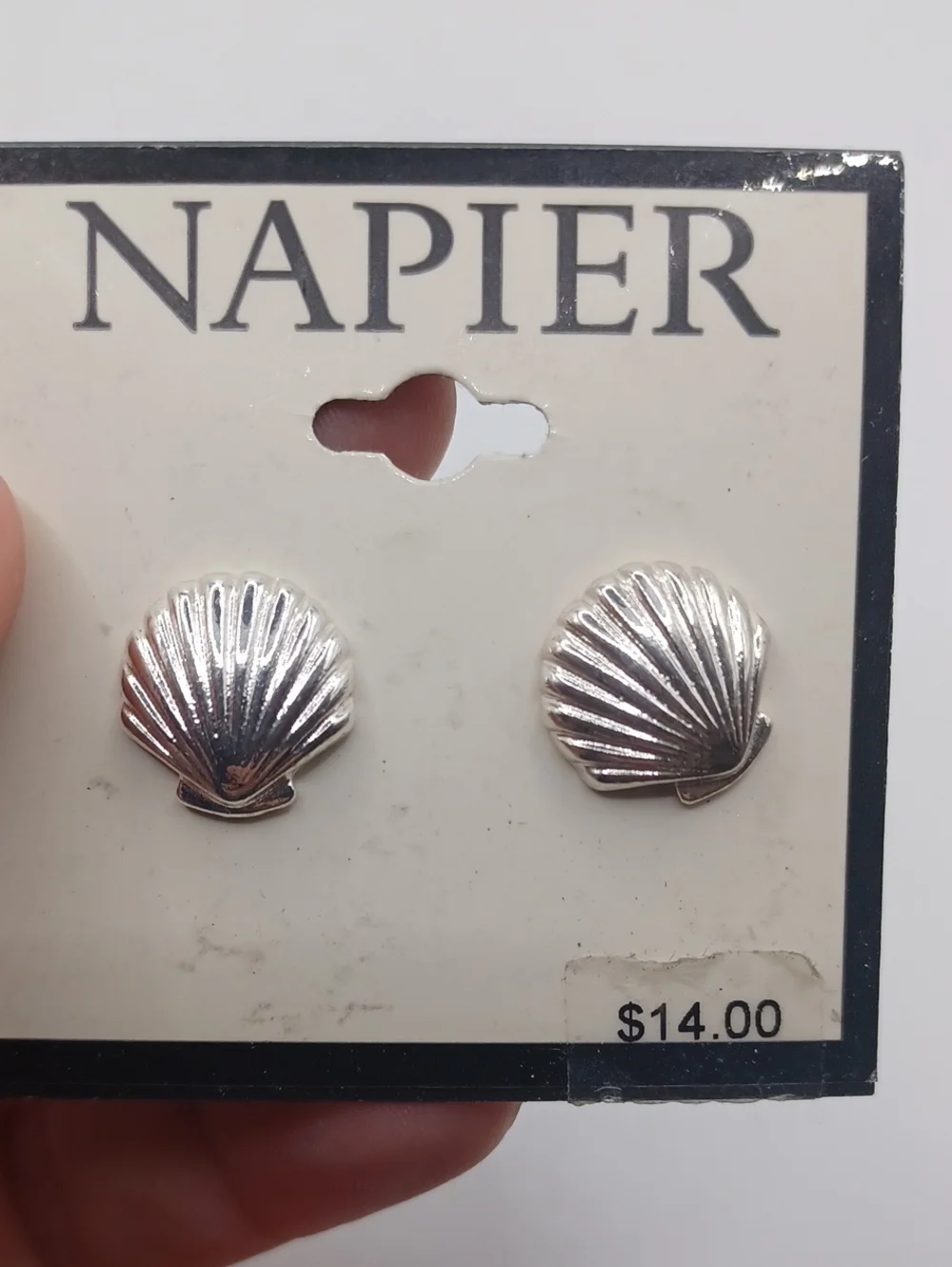 Napier Silver Shell Stud Earrings